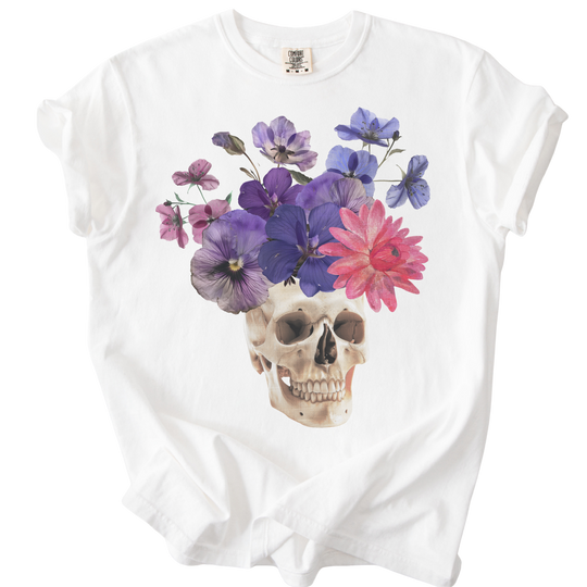Floral Collage Skull Tee