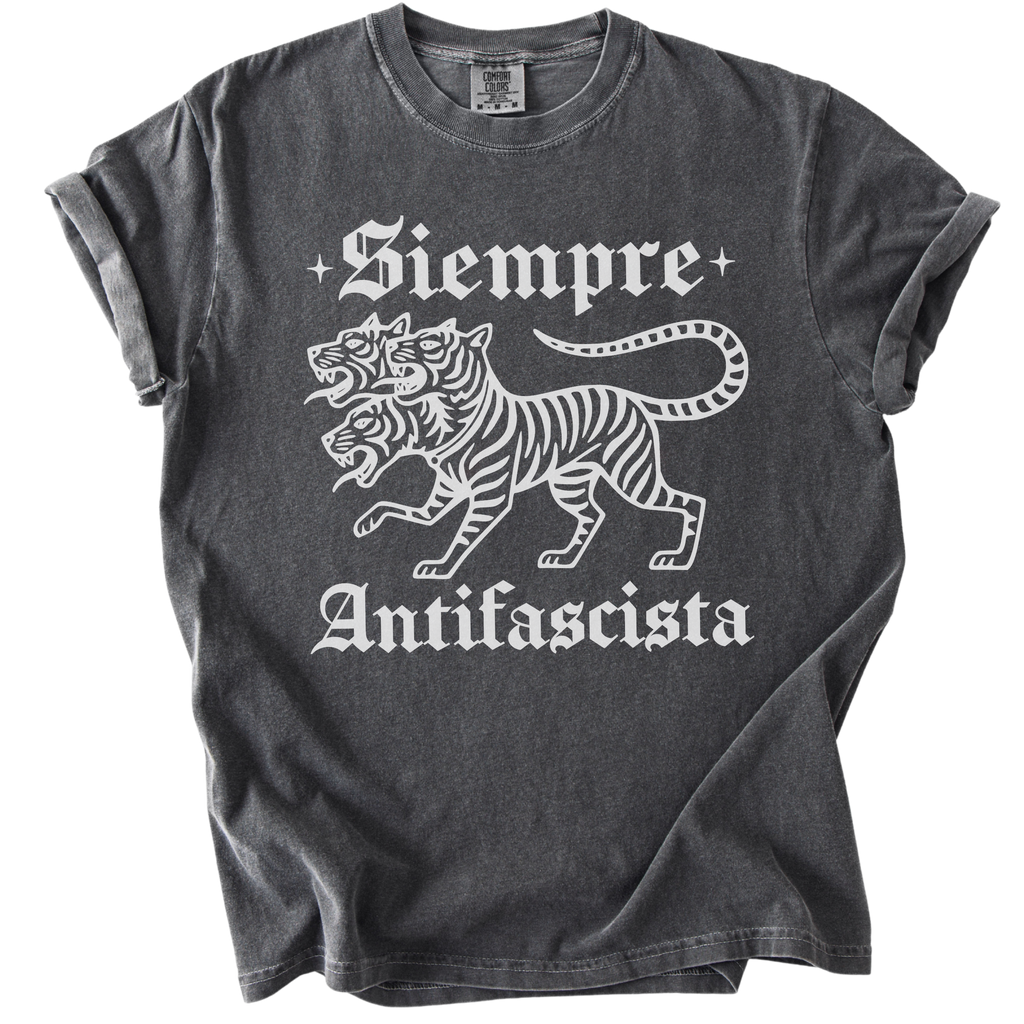 3 Headed Tiger Siempre Antifascista Tee