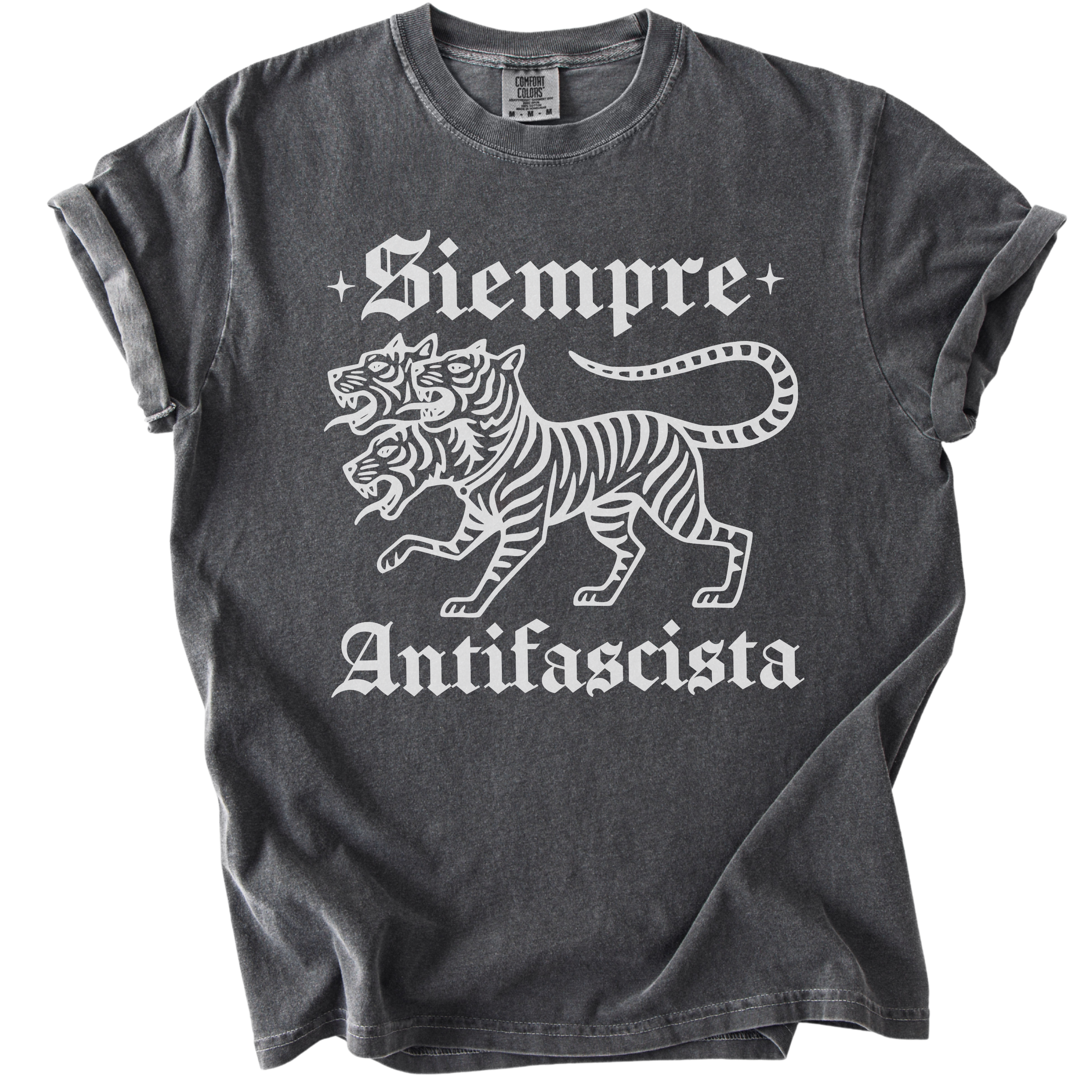 3 Headed Tiger Siempre Antifascista Tee