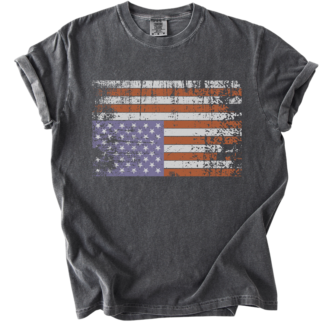 Distressed Upside Down American Flag Tee