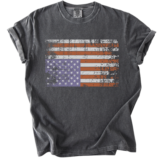 Distressed Upside Down American Flag Tee