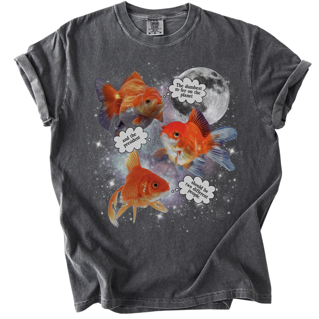 Three Moon Goldfish Thoughts Dumb M-fer Tee