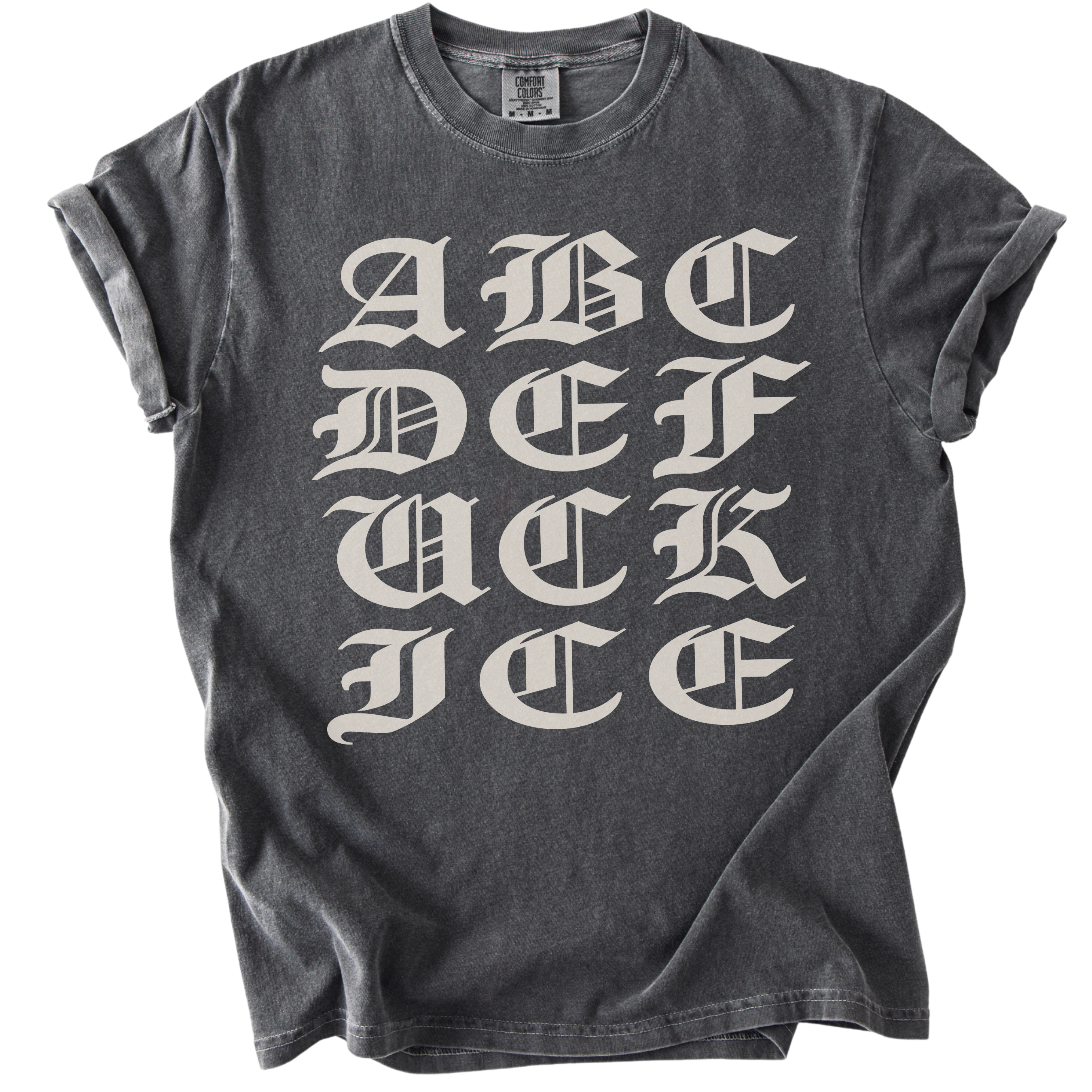 ABCDE FUCK ICE Blackletter Tee
