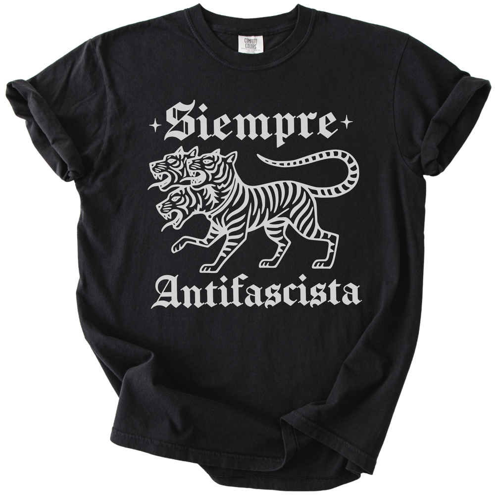 3 Headed Tiger Siempre Antifascista Tee