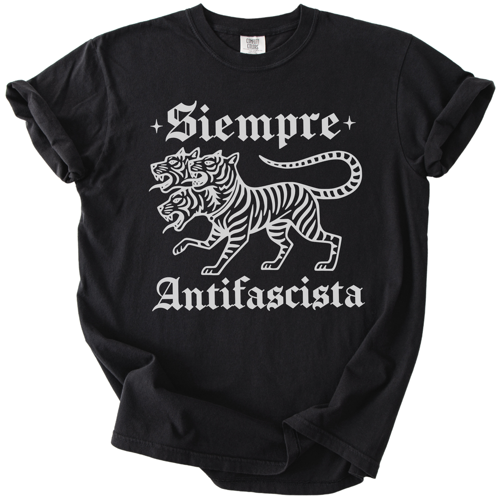 3 Headed Tiger Siempre Antifascista Tee