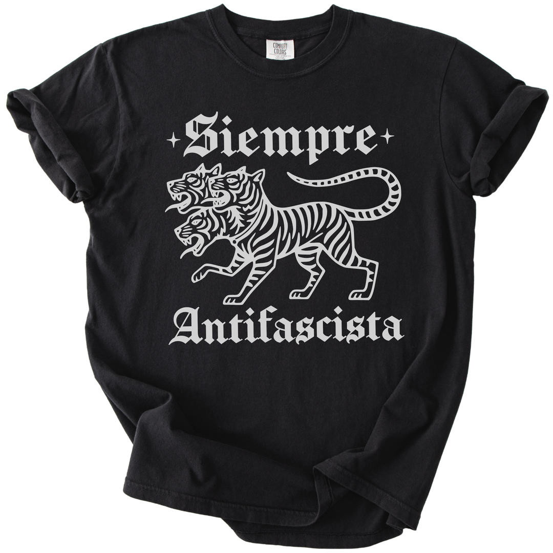 3 Headed Tiger Siempre Antifascista Tee