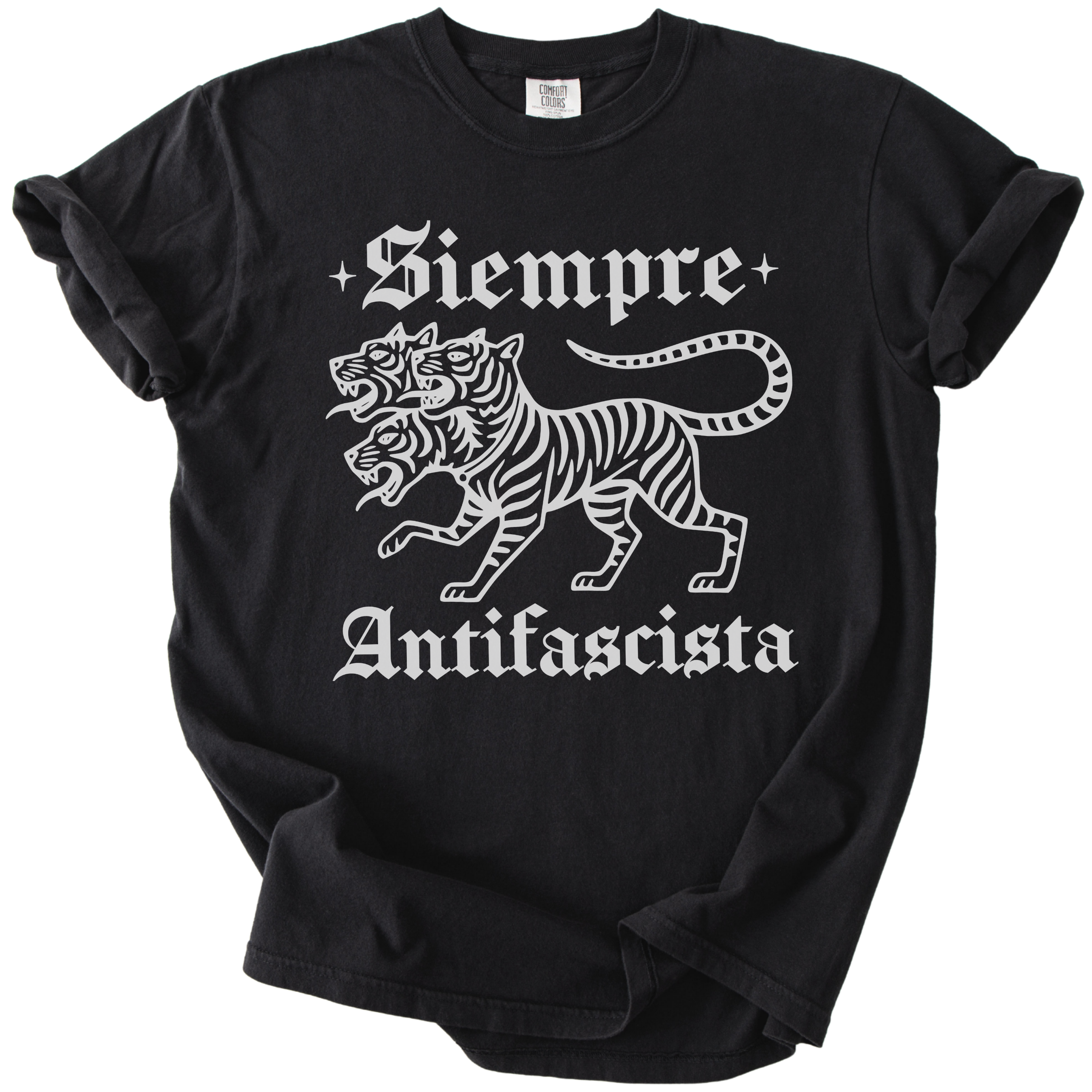 3 Headed Tiger Siempre Antifascista Tee