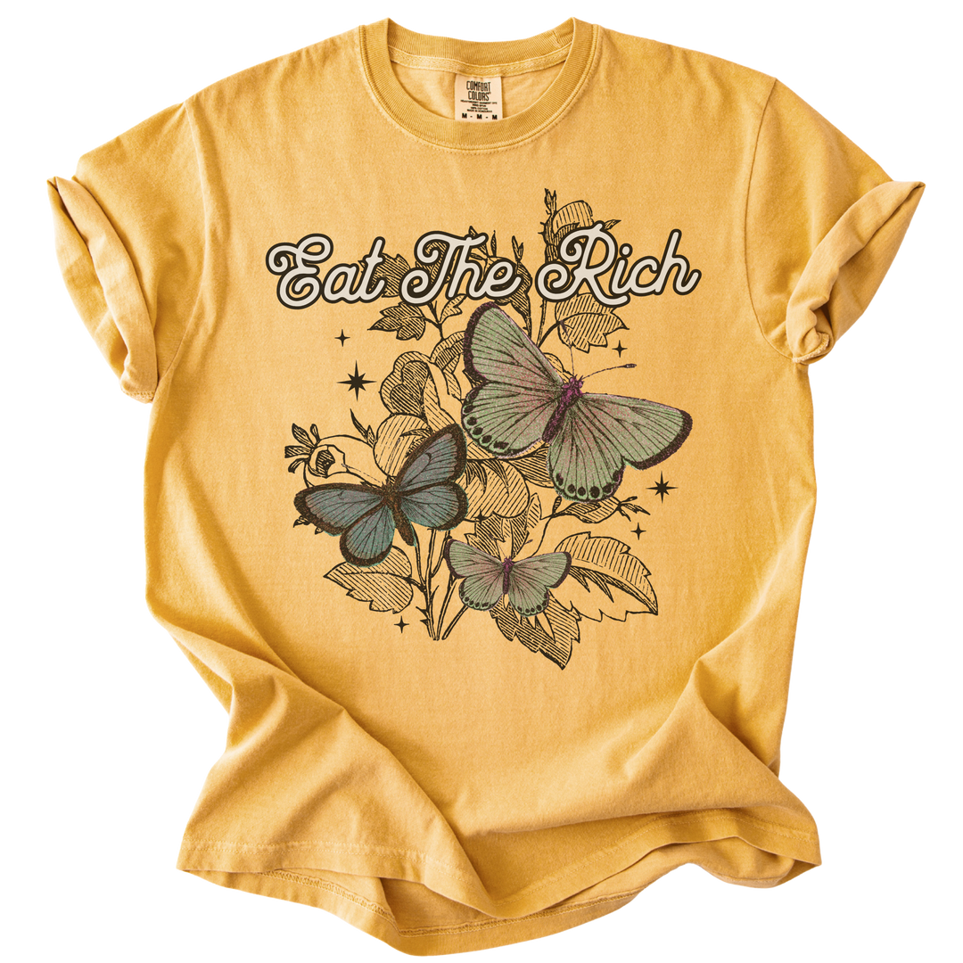 Eat The Rich Floral Butterfly Tee