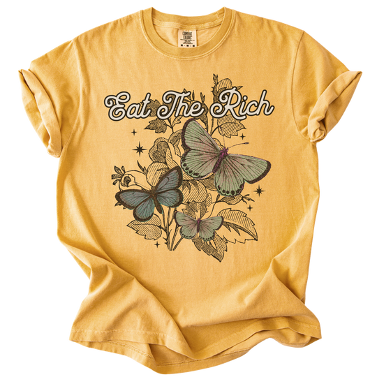 Eat The Rich Floral Butterfly Tee