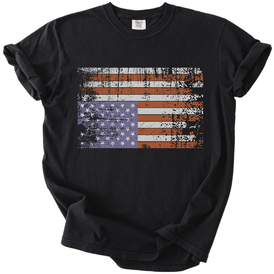 Distressed Upside Down American Flag Tee