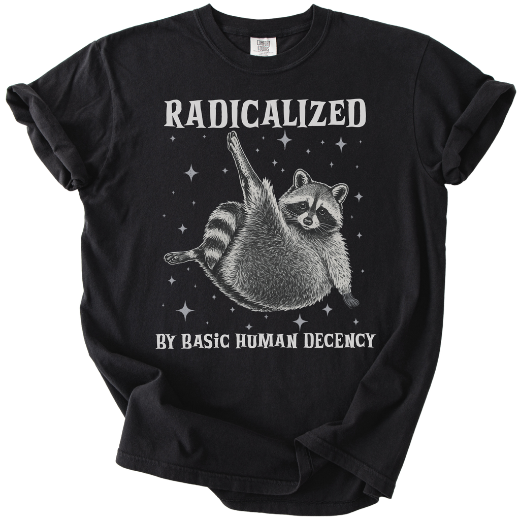 Raccoon Radicalized by Basic Human Decency Tee
