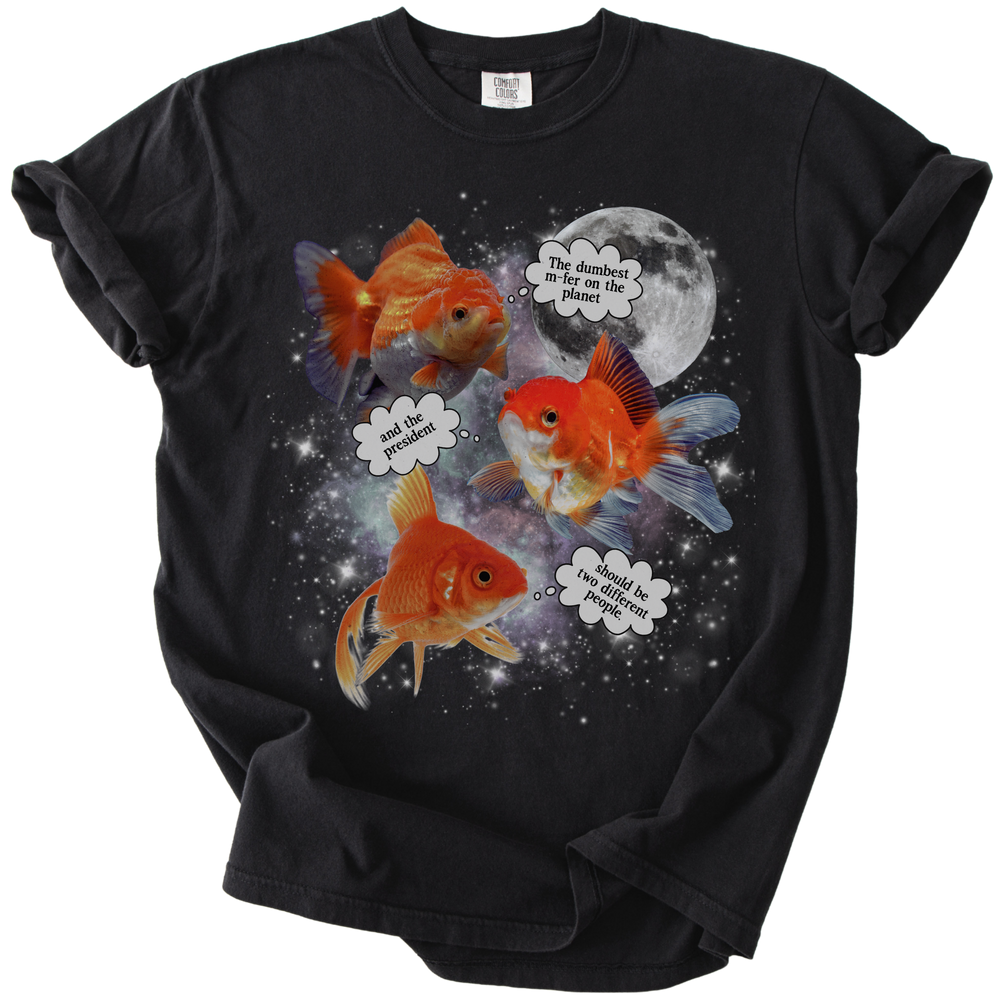 Three Moon Goldfish Thoughts Dumb M-fer Tee