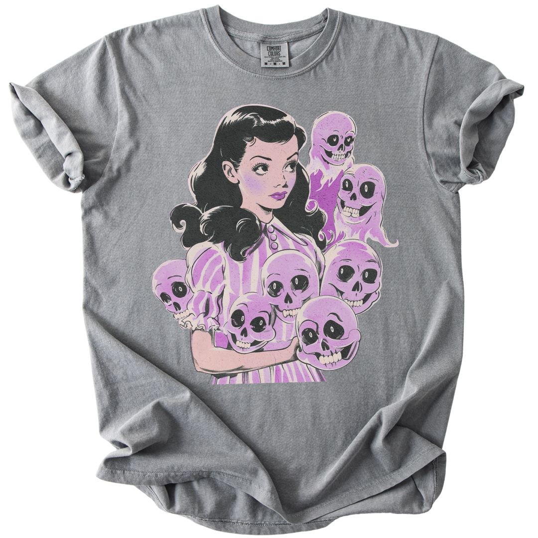 Pinup Purple Girl With Her Ghouls Tee
