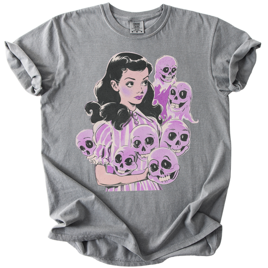 Pinup Purple Girl With Her Ghouls Tee