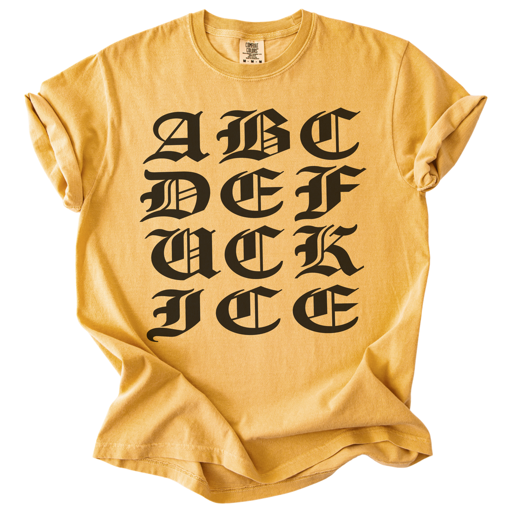 ABCDE FUCK ICE Blackletter Tee