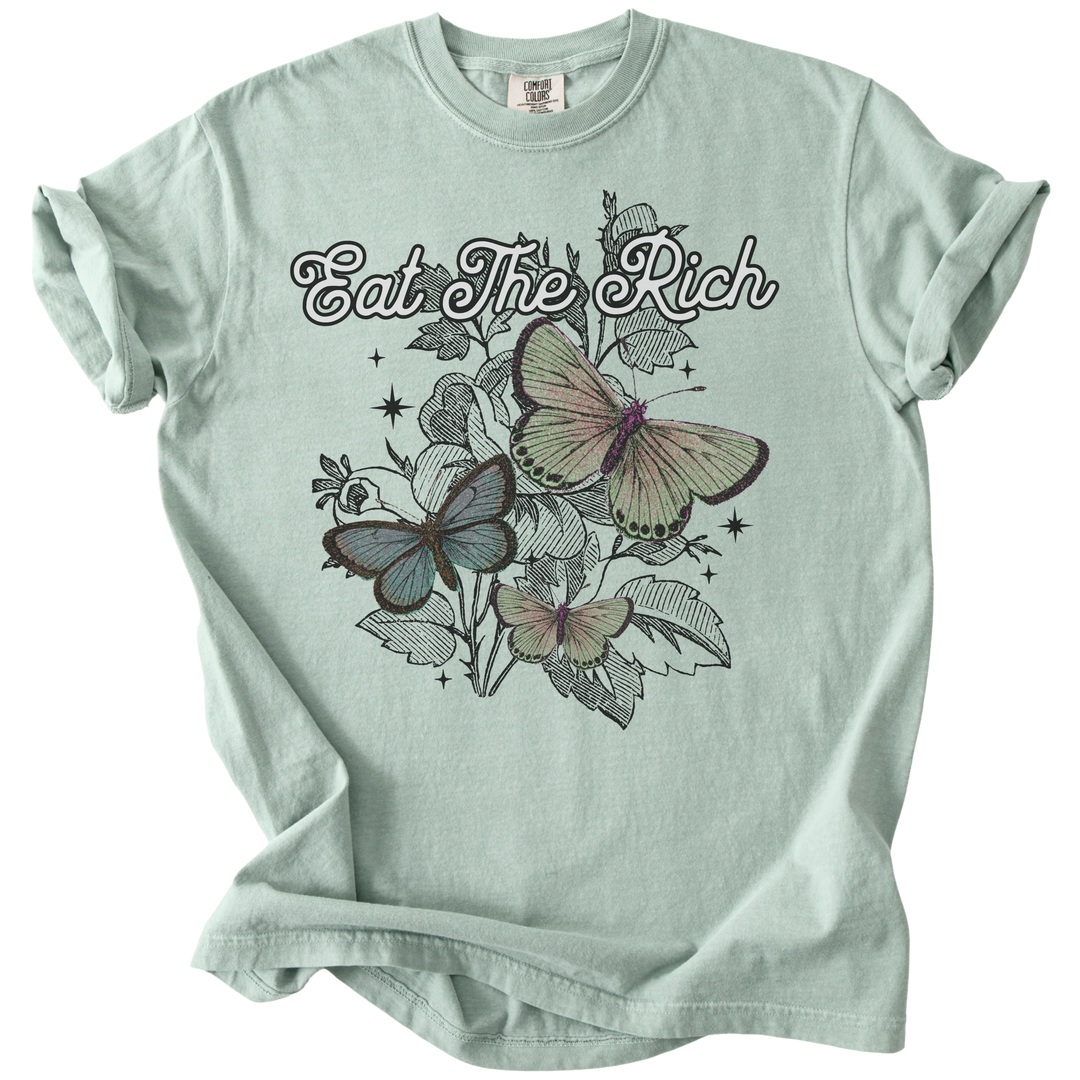 Eat The Rich Floral Butterfly Tee