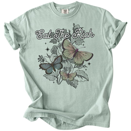 Eat The Rich Floral Butterfly Tee