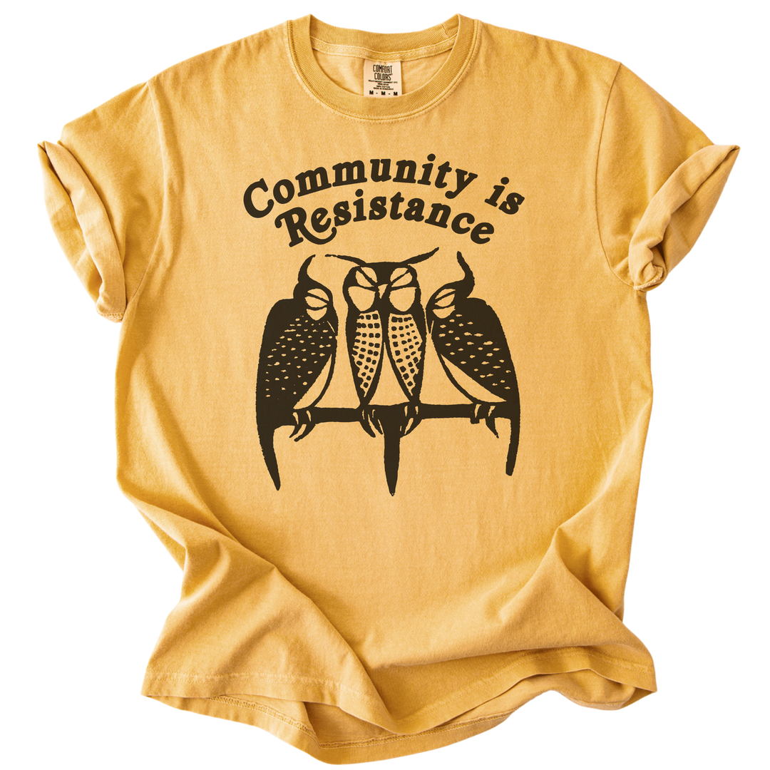 3 Owl Community is Resistance Tee