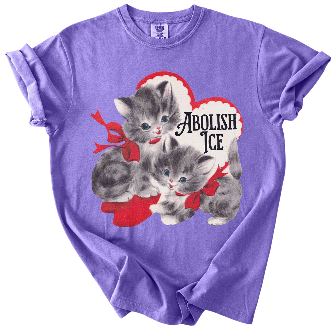 Retro Kittens Abolish ICE Tee