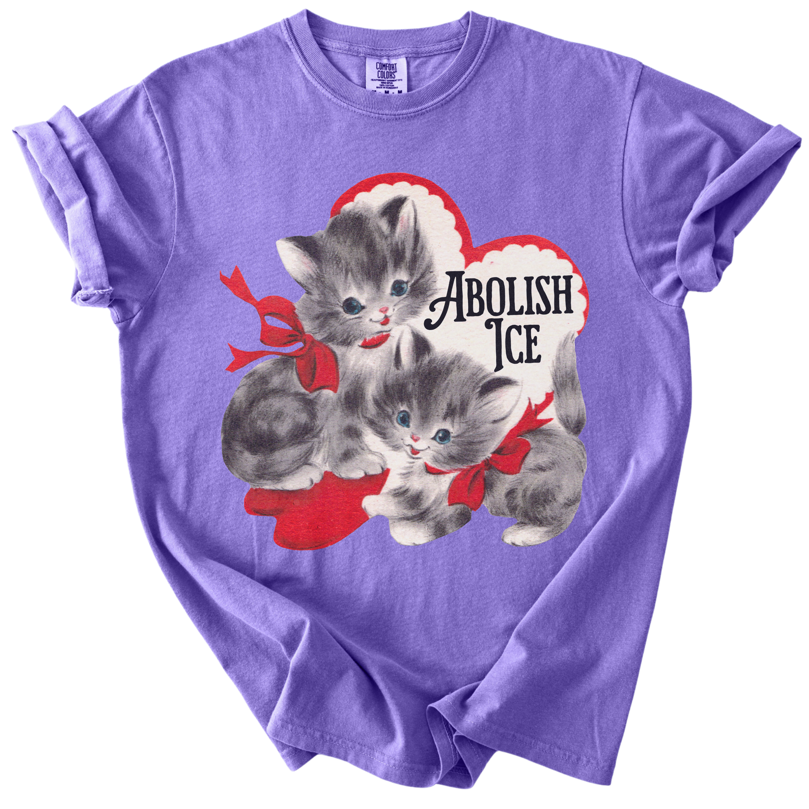 Retro Kittens Abolish ICE Tee