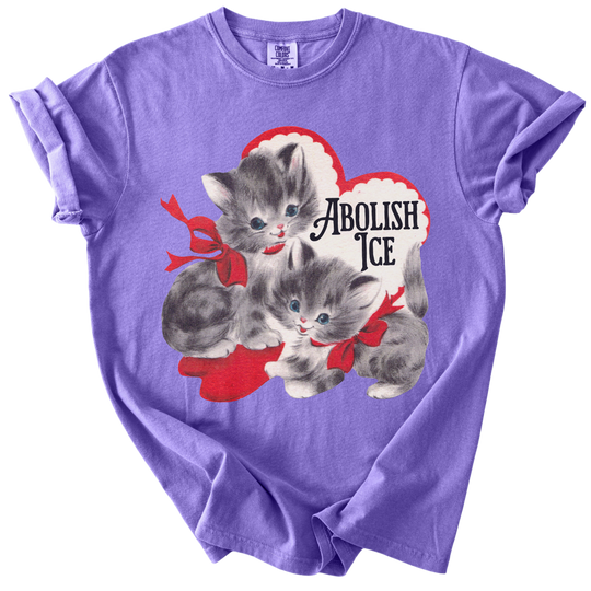 Retro Kittens Abolish ICE Tee