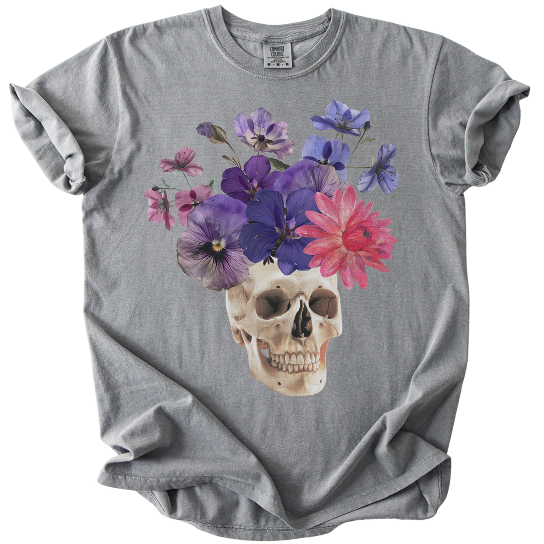 Floral Collage Skull Tee