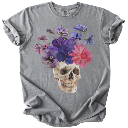 Floral Collage Skull Tee