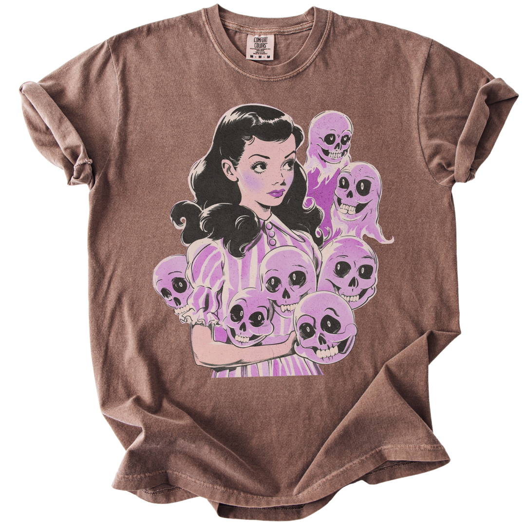 Pinup Purple Girl With Her Ghouls Tee