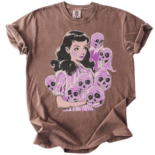 Pinup Purple Girl With Her Ghouls Tee
