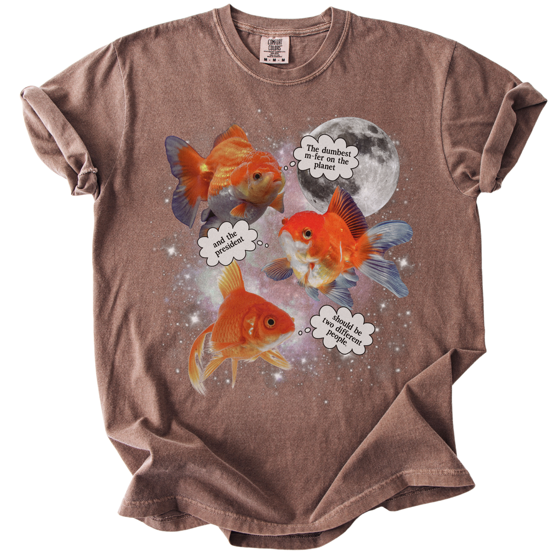 Three Moon Goldfish Thoughts Dumb M-fer Tee