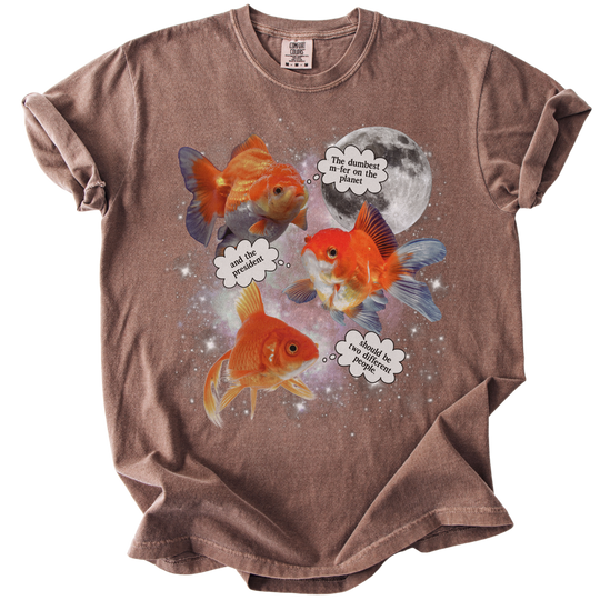 Three Moon Goldfish Thoughts Dumb M-fer Tee
