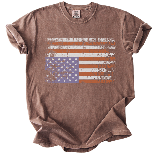 Distressed Upside Down American Flag Tee
