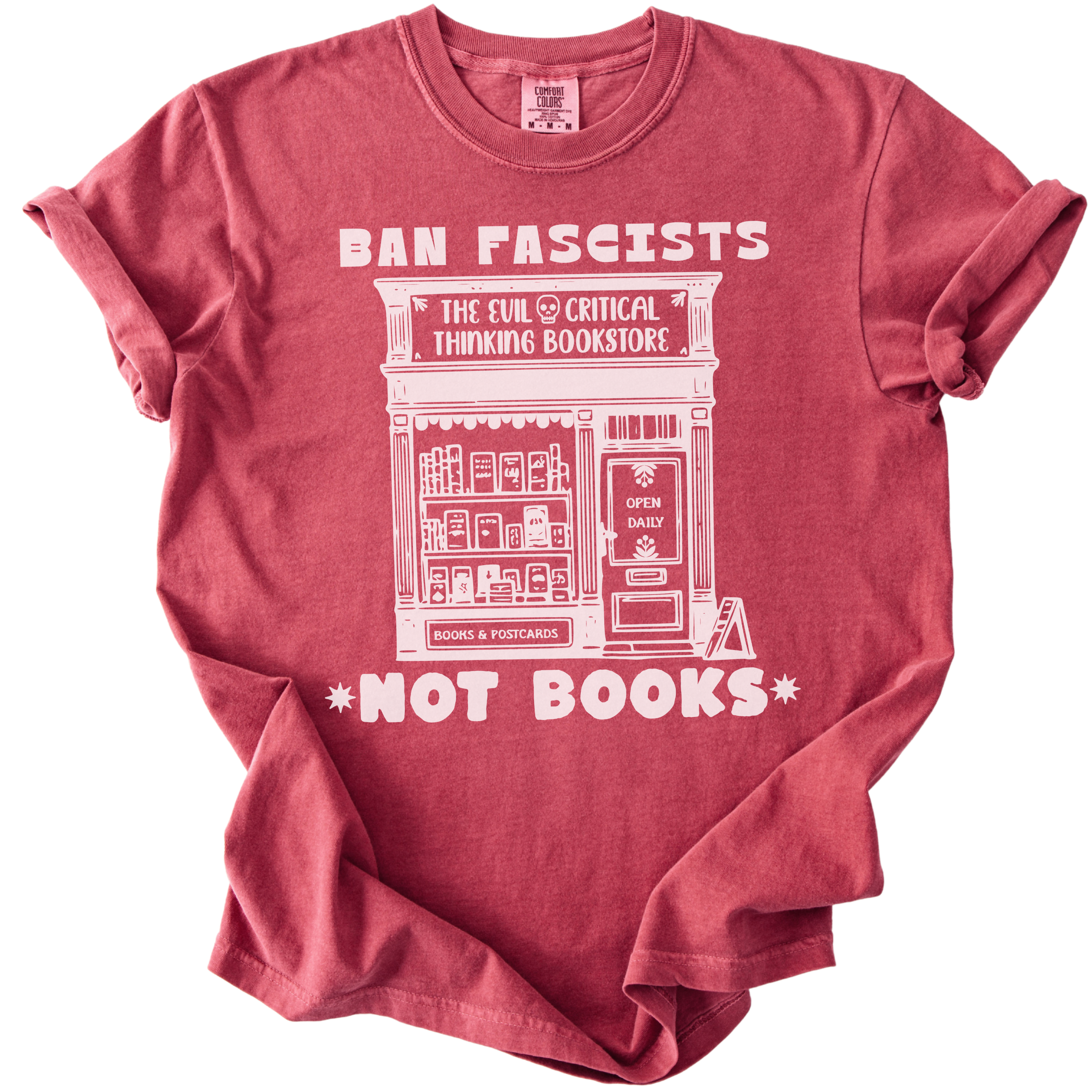Ban Fascists Not Books Bookstore Tee
