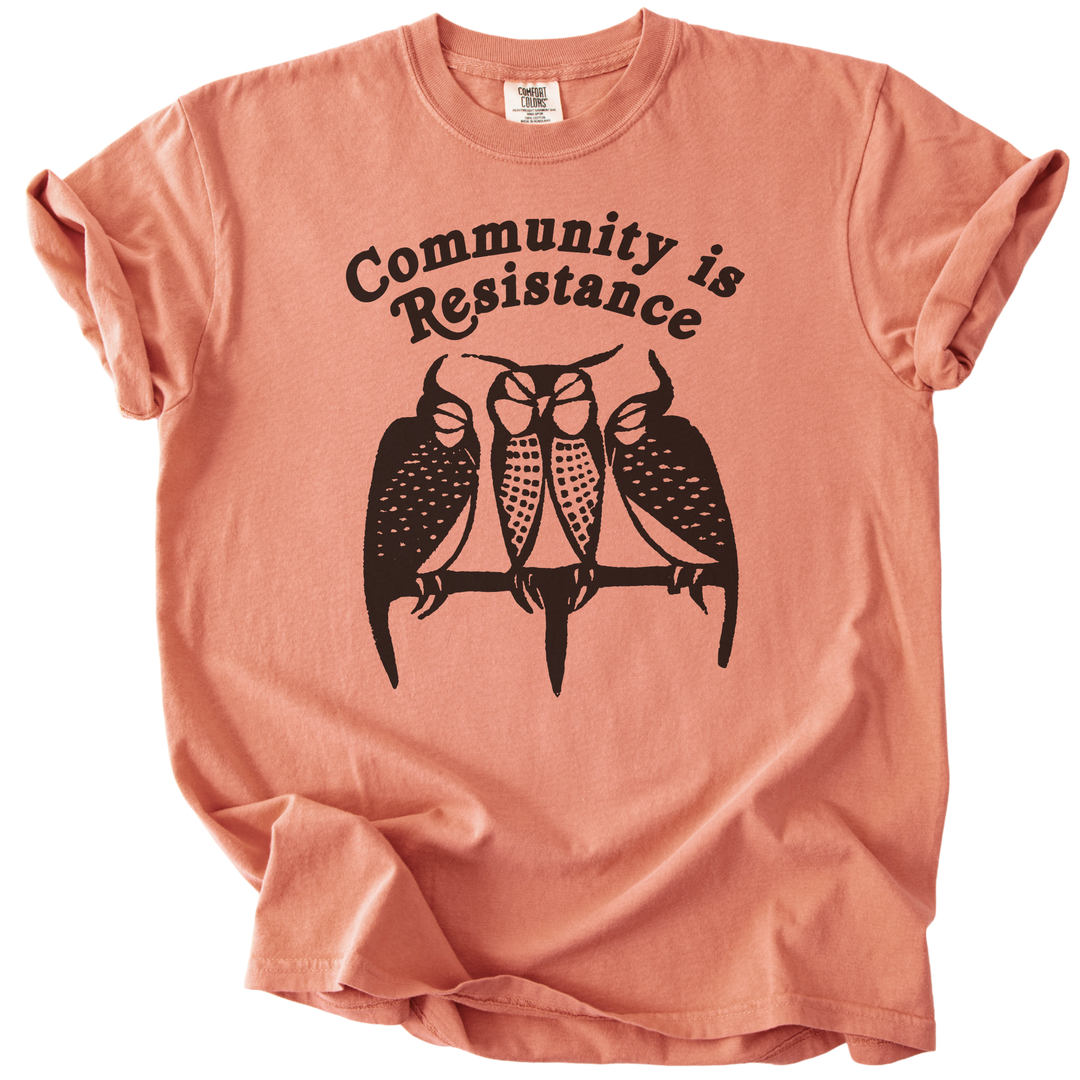 3 Owl Community is Resistance Tee