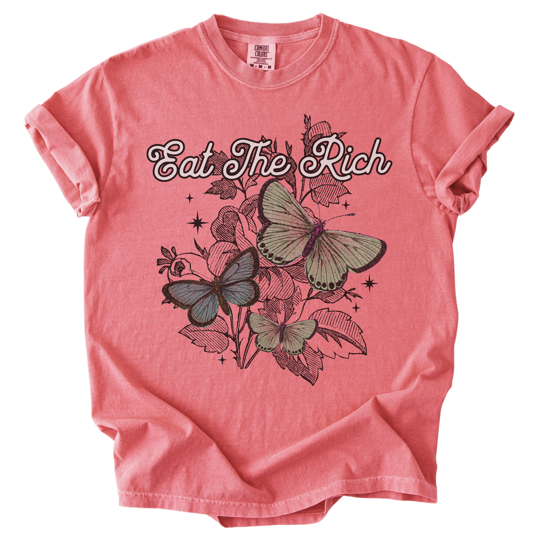 Eat The Rich Floral Butterfly Tee