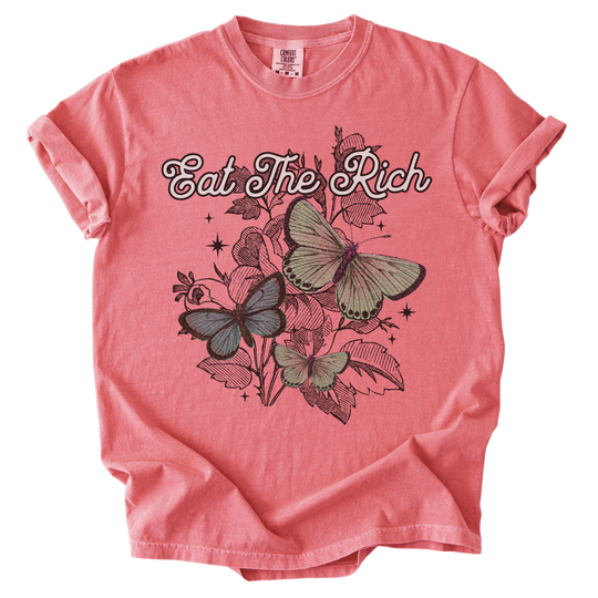 Eat The Rich Floral Butterfly Tee