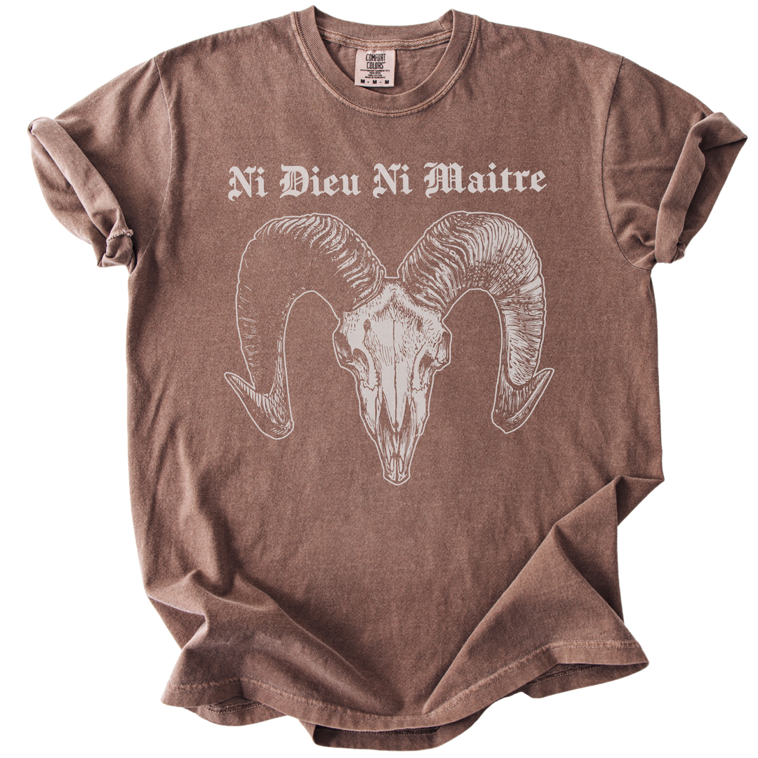 Ni Dieu Ni Maitre Ram Skull Tee