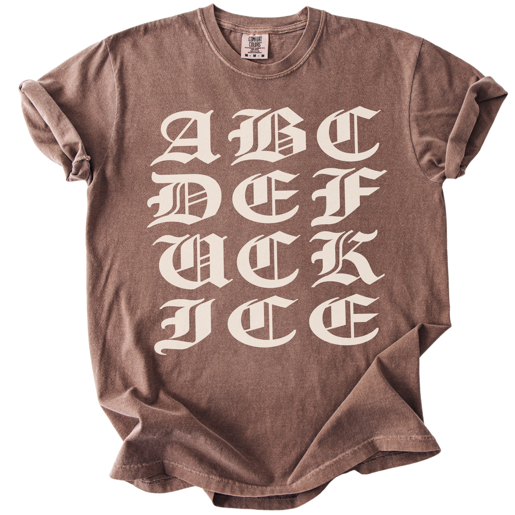 ABCDE FUCK ICE Blackletter Tee
