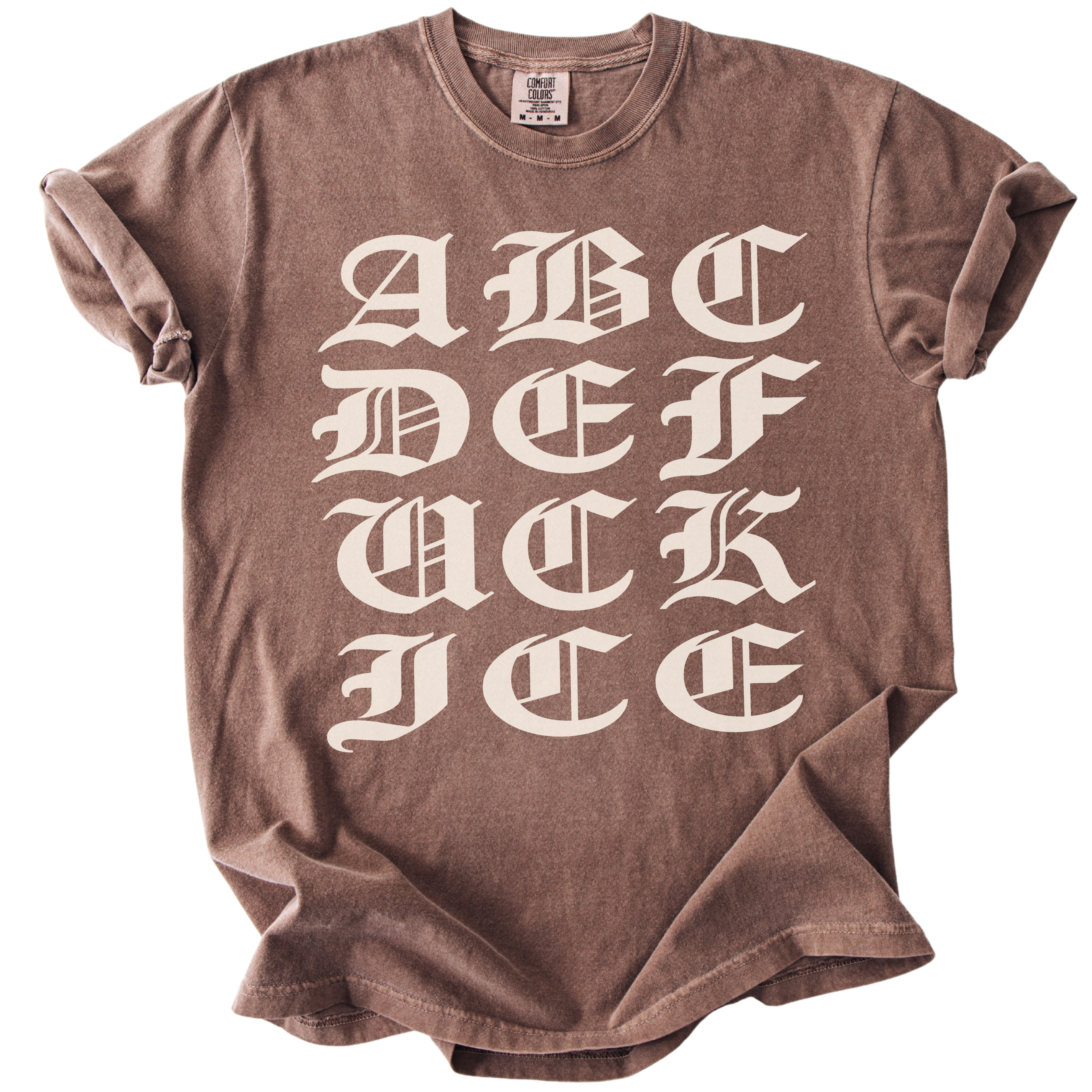 ABCDE FUCK ICE Blackletter Tee