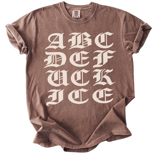 ABCDE FUCK ICE Blackletter Tee