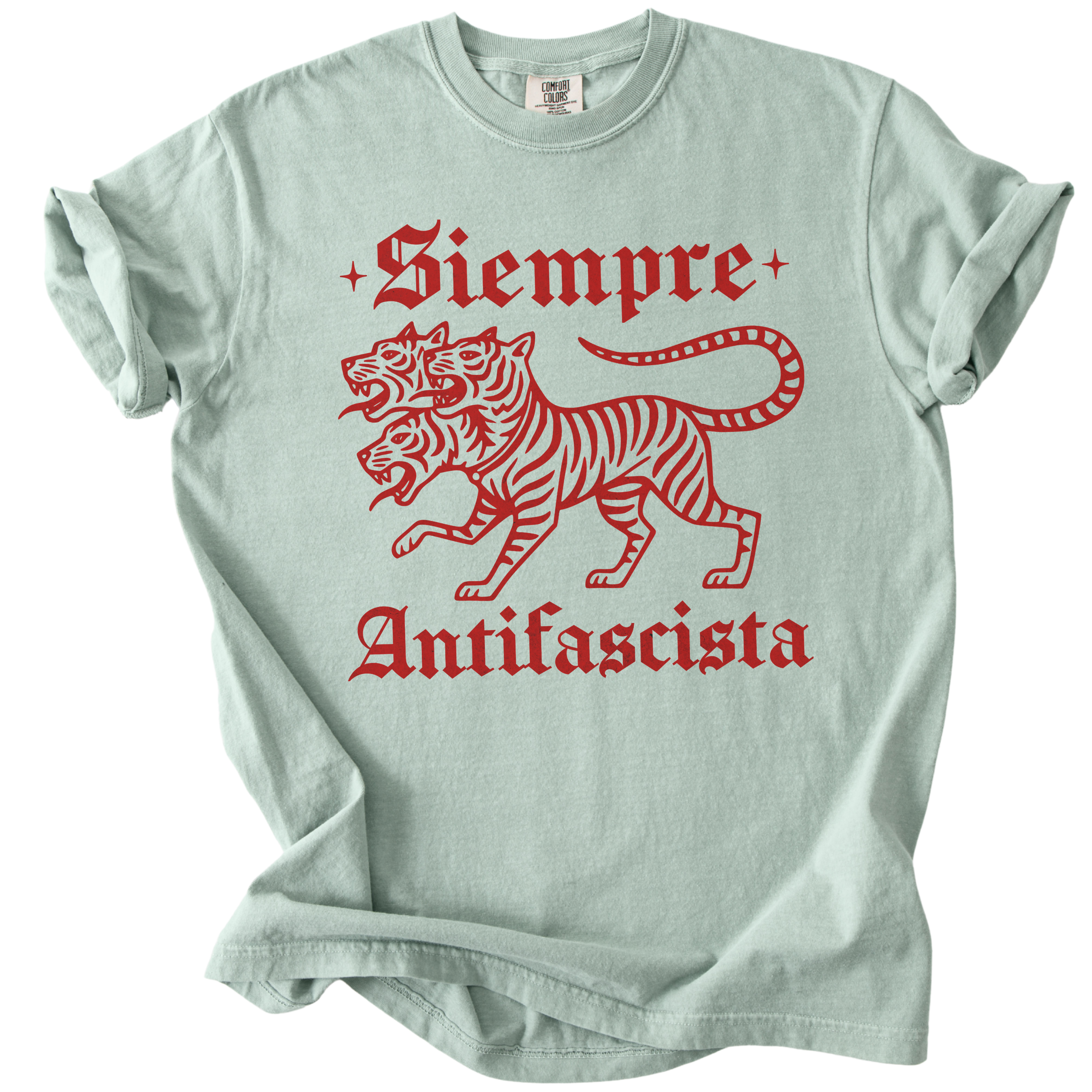 3 Headed Tiger Siempre Antifascista Tee