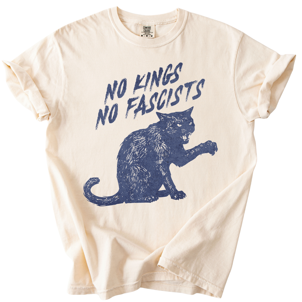 No Kings No Fascists Black Cat Tee