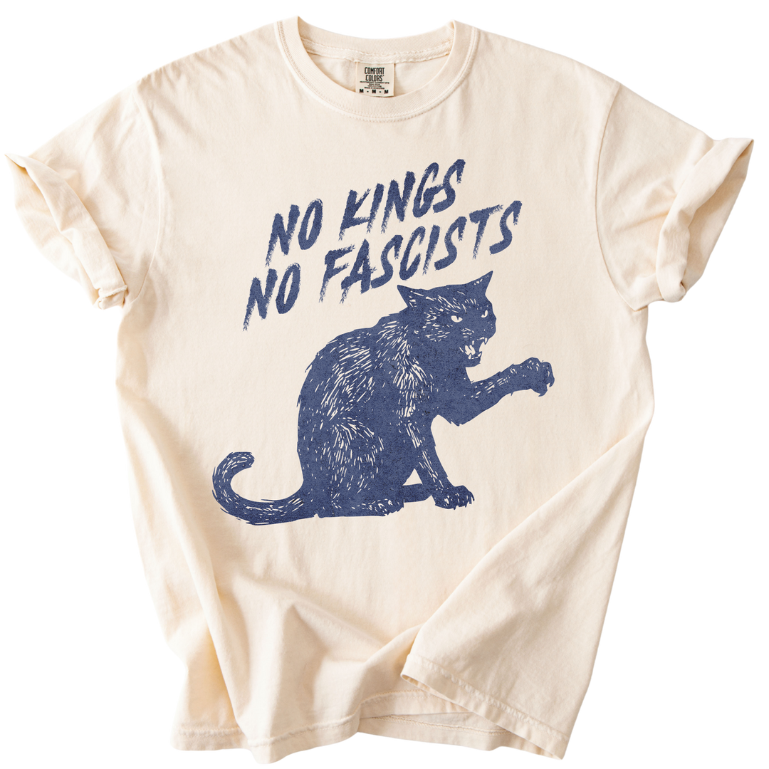 No Kings No Fascists Black Cat Tee