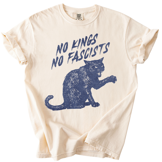 No Kings No Fascists Black Cat Tee