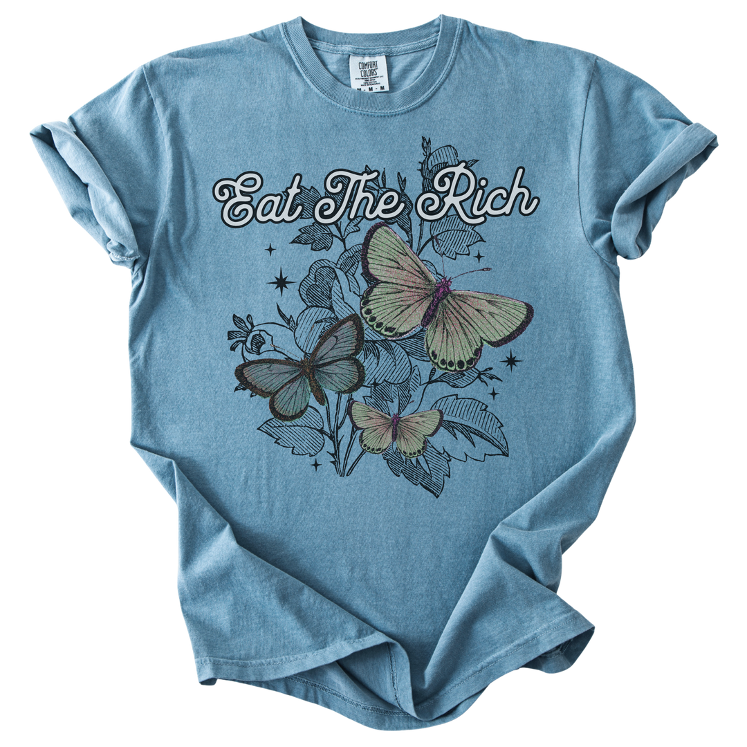 Eat The Rich Floral Butterfly Tee