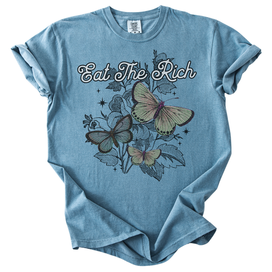 Eat The Rich Floral Butterfly Tee