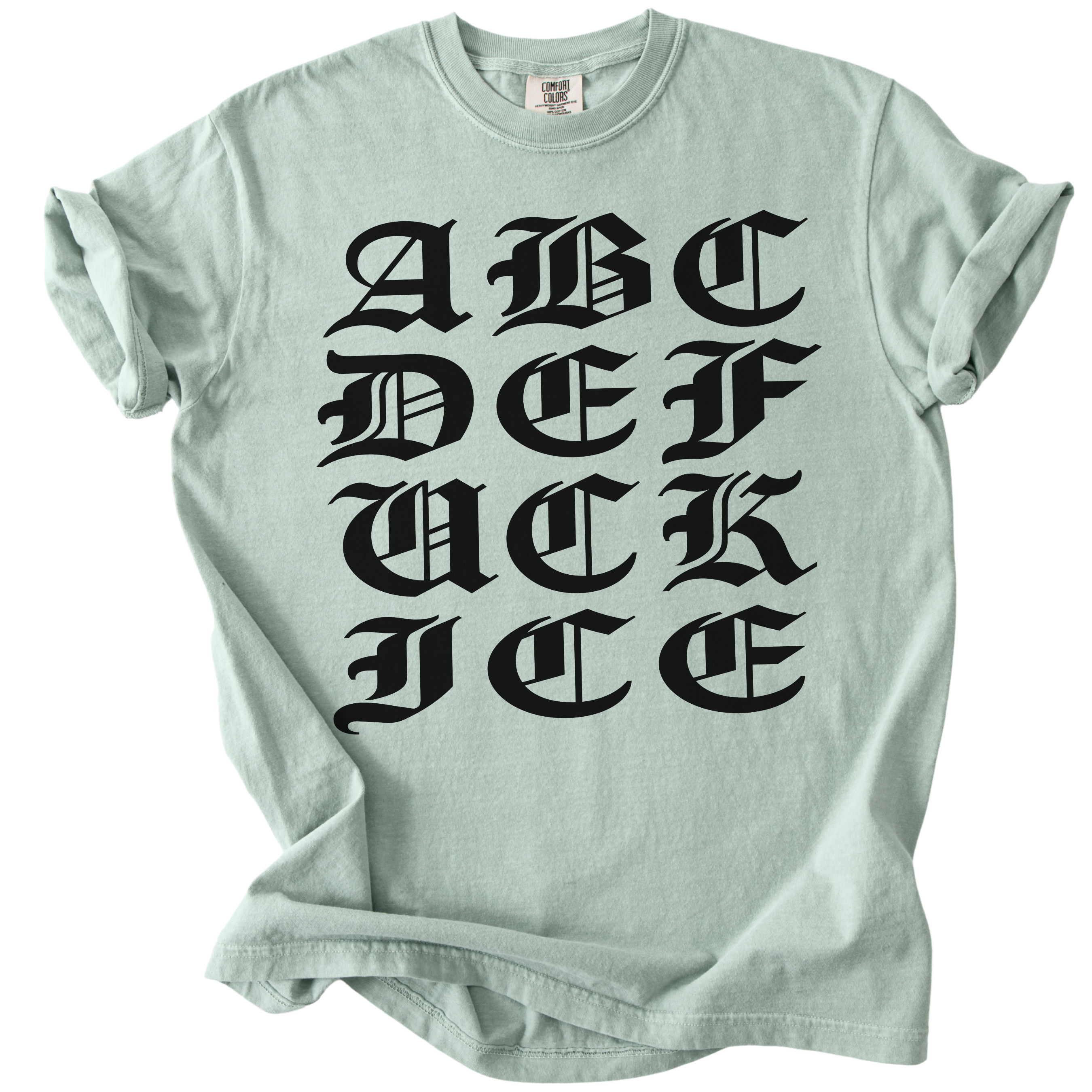 ABCDE FUCK ICE Blackletter Tee