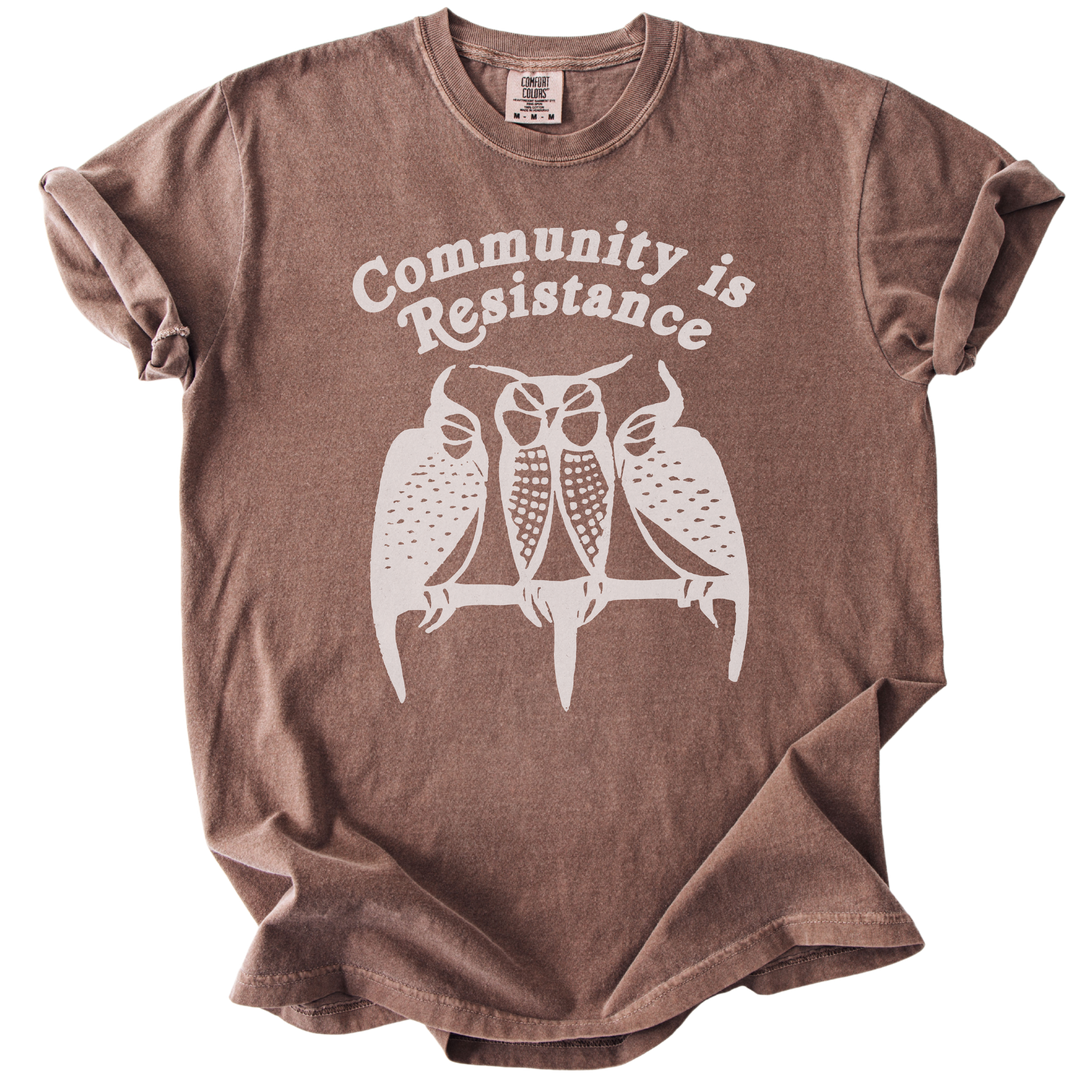 3 Owl Community is Resistance Tee