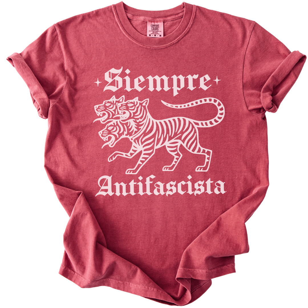 3 Headed Tiger Siempre Antifascista Tee