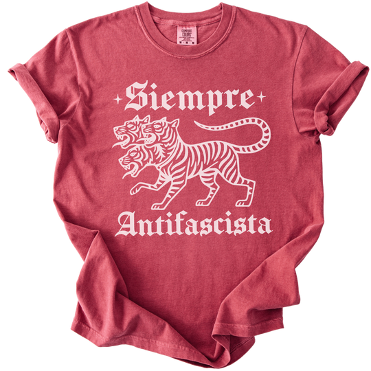 3 Headed Tiger Siempre Antifascista Tee